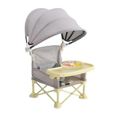 Imagem de Cadeira De Campismo Para Bebé Com Bandeja,Cadeira De Jantar Dobrável Para Bebé - Assento Portátil de Alimentação com Cúpula para Criança Casa Exterior Piquenique Praia Relvado Acampamento