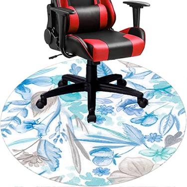 Imagem de Tapete de cadeira de escritório com flores, textura de flor, tapete de cadeira de mesa para piso de madeira de escritório em casa, protetor de piso de pilha baixa, redondo 119 cm