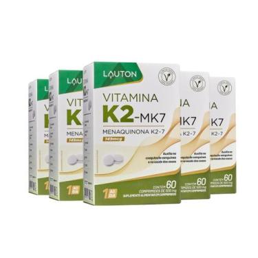 Imagem de Kit 5x Vitamina K2 Mk7 Menaquinona 149mcg 60 cápsulas Lauton - Lauton 