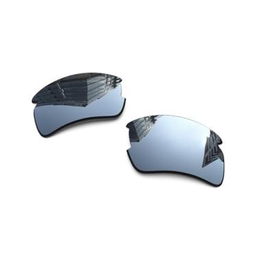 Imagem de Lentes de reposição polarizadas de 1,6 mm para óculos de sol Oakley Flak 2.0 XL OO9188 59 mm, proteção UV, lentes espelhadas escuras, peças de reparo e kit (cromado prata)