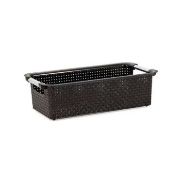 Imagem de Cesto Organizador Em Rattan Marrom 03 - Niquelplast