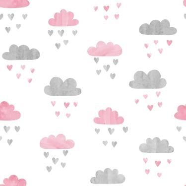 Imagem de Papel De Parede Adesivo Infantil Nuvens Chuva 5m