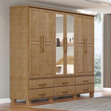 Imagem de Guarda Roupa 6 Portas e 6 Gavetas Linha Ouro Madeira Maciça 2254FN Freijó Finestra