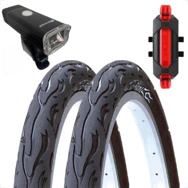 Imagem de Par Pneu Kenda Flame Aro 26 x 2.125 Foguinho Manobras DH freeride Liso Urbano Slick + Farois