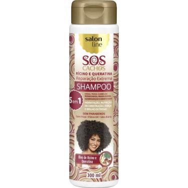 Imagem de Shampoo Rícino e Queratina SOS Cachos - Reparação Extrema 5 em 1 - Salon Line