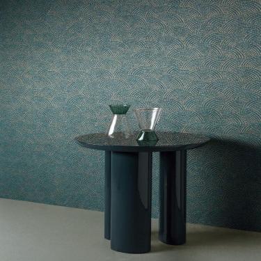 Imagem de Papel De Parede Belize Geométrico Azul E Dourado Bz3304