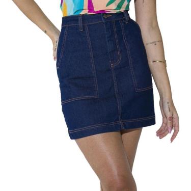 Imagem de Saia Jeans Onça Preta Basica Feminino-Feminino