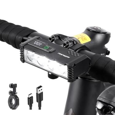 Imagem de ACRUNU Luz de LED super brilhante para bicicleta, farol de bicicleta recarregável por USB, farol de bicicleta à prova d'água, farol de bicicleta à prova d'água com visor de energia, deslocamento para