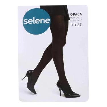 Imagem de Meia Calça Feminina Selene Fio 40 Opaca Elastano 9650, Preto, G