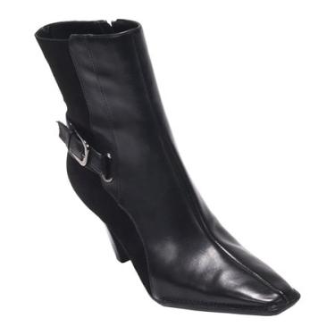 Imagem de What's What Bota feminina Stackaroni, Camurça preta de couro, 12