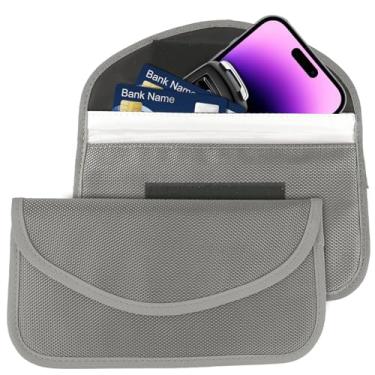 Imagem de Ongfuwu Bolsa Faraday com 2 peças para telefones e chaves de carro, entrada sem chave, bloqueio de sinal, protetor de chaveiro, antirroubo Faraday para proteção de privacidade de celular, blindagem de