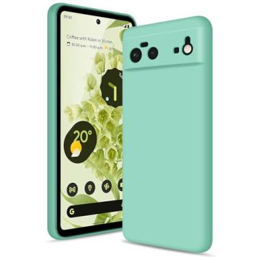 Imagem de Btstring Capa para Google Pixel 6, capa de silicone macio com proteção de câmera atualizada, capa fina à prova de choque com forro de microfibra antiarranhões, verde menta