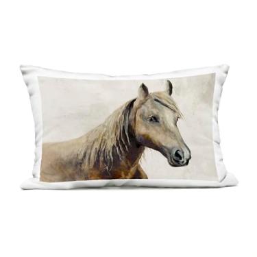 Imagem de Stupell Industries Almofada estampada para exterior Sea Biscuit Horse Portrait Outdoor, 35 x 18 x 50, bege