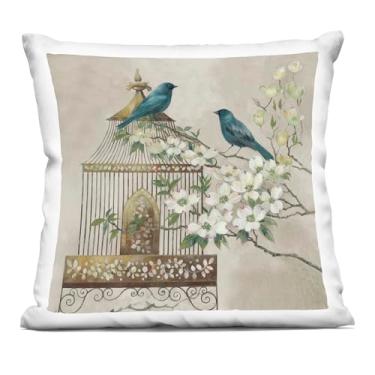 Imagem de Stupell Industries Almofada Neutro Birdcage Menagerie com estampa interna, 45 x 18 x 45, bege