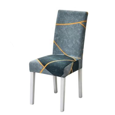 Imagem de Capa para cadeira estampada, lavável, grande, elástica, para cozinha, assentos elásticos, para sala de jantar, casamento (6 peças/W1-Y068)