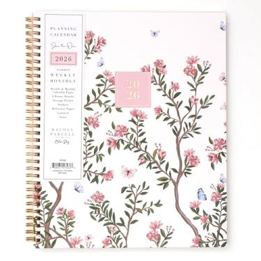 Imagem de Blue Sky Calendário planejador semanal e mensal 2026 da Rachel Parcell, janeiro de 2026 a dezembro de 2026, 21,6 cm x 28 cm, capa de bolso transparente, encadernação de fio duplo durável, abas