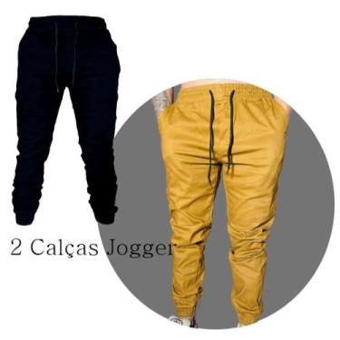 Imagem de Kit 02 - Calça masculina Jogger com Elástico e Ajuste. Confortável par