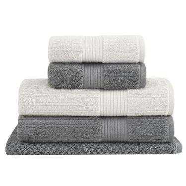 Imagem de Jogo de Toalhas Buddemeyer Fio Penteado Canelado Gigante Cinza/Cinza 5 peças