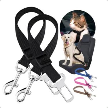 Imagem de Kit 2 Cintos de Segurança para Pets Ajustáveis – Encaixe Universal para Carros Nylon Reforçado com Fivela Metálica Comprimento 33–57 cm Ideal para Cães e Gatos (Preto)