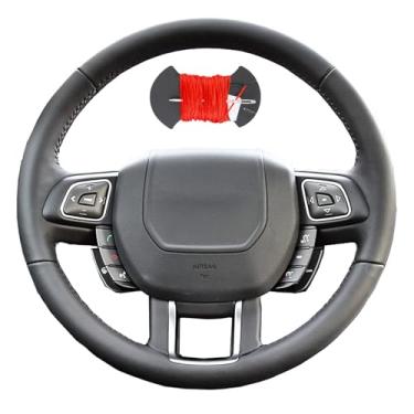 Imagem de Capa de volante de carro de couro de microfibra antiderrapante para Land Rover Range Rover Evoque 2012 2013 2014 2015 2016 2017 2018, vermelha