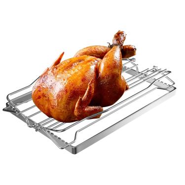 Imagem de Rack ajustável para torrefação de peru, rack em V para assar peru grande, rack de frango para forno, defumadores, grelhas, suporte dobrável em forma de V, grelha de assadeira de aço inoxidável, grande