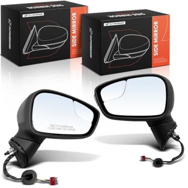 Imagem de A-Premium Par (2) espelhos retrovisores elétricos do lado do motorista e do passageiro - compatível com Ford Fiesta 2011 - Retrovisor retrovisor externo preto dobrável manual aquecido com luz de seta