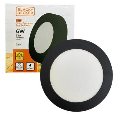 Imagem de Kit 3 Plafon Redondo Sobrepor 6w Preto Branco Neutro 4000K - Black+Dec