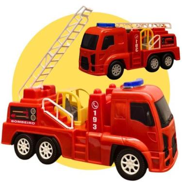 Imagem de Carro Carrinho Caminhão Bombeiro Resgate Com Escada e Detalhes Realist