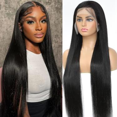 Imagem de Thickrot 33 x 15 perucas de cabelo humano pré-arrancadas sem cola, cabelo humano, densidade 180 HD, transparente, frontal, perucas de cabelo humano, perucas frontais de renda para mulheres, 71 cm