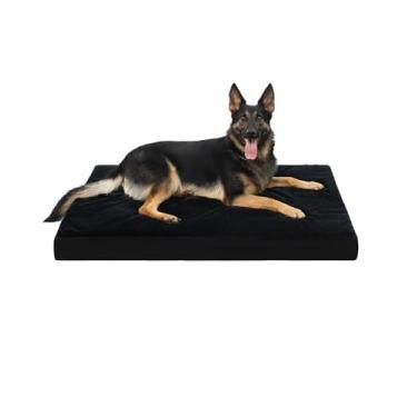 Imagem de KSIIA Tapete ortopédico impermeável para cães extragrandes de pelúcia lavável com espuma de ovo e capa removível, 118 x 73 cm, preto