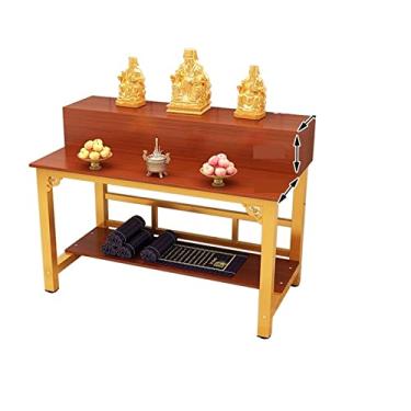 Imagem de Mesa de altar de Buda para uso doméstico, nova mesa de oferta de estilo chinês, plataforma simplificada, nicho de Buda, armário de Buda, plataforma econômica de duas camadas, deus da riqueza