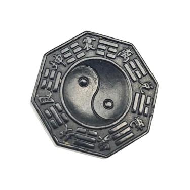Imagem de Shungite Yin Yang Base Octógono Feng Shui Placa Pedra Natural Equilíbrio Energético Proteção Decoração para Escritório em Casa