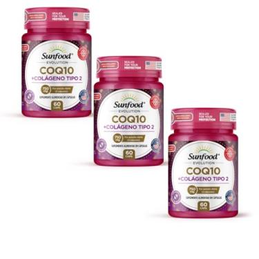 Imagem de KIT 03 COQ10 + COLÁGENO TIPO 2 750MG 60 CAPSULAS - SUNFOOD EVOLUTION