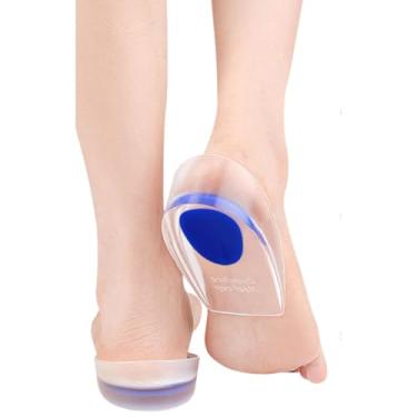 Imagem de Kit 2 Palmilha Ortopédica Silicone Gel Protetor Calcanhar Calcanheira Esporão Anti Impacto Tendão de Aquiles