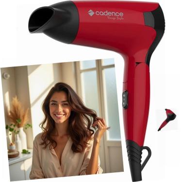 Imagem de Secador Cabelos Cadence Rouge Style Bivolt 1200W Compacto Leve Direcionador 323g