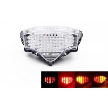 Imagem de TOPZONE Adequado para Yamaha 2004-2009 FZ6; 2009 FZ6-R; (2004-2006 FZ6-S;2007-2009 FZ6-SHG; 2007 FZ6-SW); Luz traseira de freio de luz traseira de LED com indicadores de seta integrados; (transparente
