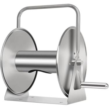 Imagem de Carretel De Mangueira De Montagem Em Parede/piso De Aço Inoxidável - Suporte De Mangueira De Jardim Sem Problemas Para Armazenamento Conveniente - Ideal Para Jardim, Gramado, Quintal, G2