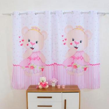 Imagem de Cortina Para Quarto De Bebê Menina Menino Infantil Light 2pç(Ursinha Romantica Rosa)