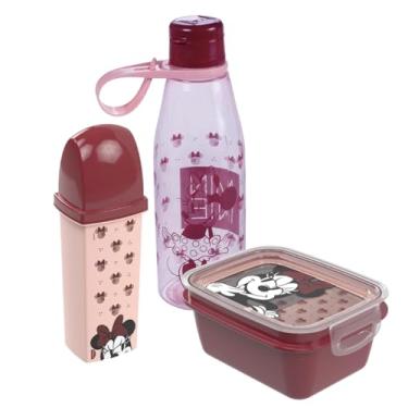 Imagem de Kit Lanche 3 Peças Lancheira Infantil Plasutil Garrafa Marmita Dental case (Minnie Vermelha)