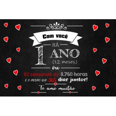 Imagem de Painel de Tecido Sublimado Aniversário 1 Ano de Namoro Chalkboard - Fa