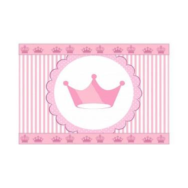 Imagem de Painel Em Tecido Sublimado Coroa Rosa Realeza - Fábrika de Festa, 200x