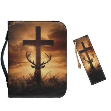 Imagem de Estojo para Bíblia Vefabuboy em couro PU com marcador para Bíblia 2XL