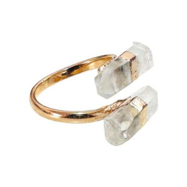Imagem de Anel Pedra Natural Ponta De Cristal Bruta Ajustável - Equilíbrio Pedra