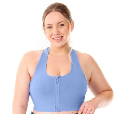 Imagem de Top Fitness Plus Size com Zíper e Bojo Removível Jardim de Hortênsias 