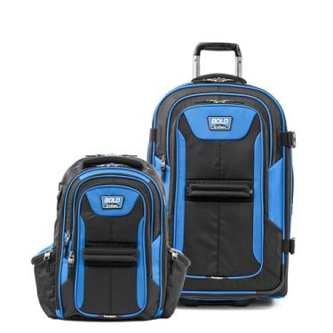 Imagem de Travelpro Bold Softside Conjunto de 2 peças expansível 2 rodas verticais médio bagagem/mochila, azul/preto (conjunto de 2 peças, 17/25)