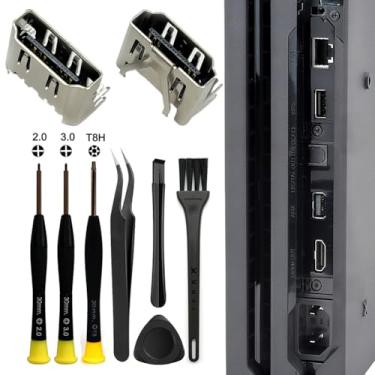 Imagem de MYPUQIAO 2 PCS High-Quality HDMI Port Replacement for PS4 Slim/Pro (NOT for 1000/1100/1200 Models) - Full Repair Kit with Essential Tool Set​(4S/P-A)