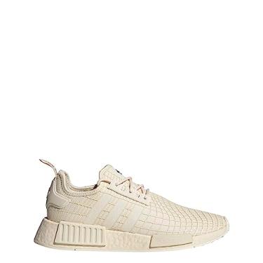 Imagem de adidas Tênis masculino casual NMD R1 com cadarço - Verde, Ecru Tint/Ecru Tint/Core Black, 39