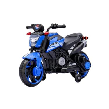 Imagem de Bang Toys - Moto Elétrica Infantil Syren X2 12V - com Rodas de Treinamento, Luz de LED, Sons Realistas, Entrada USB/MP3 - Suporta até 25kg - Cor Azul