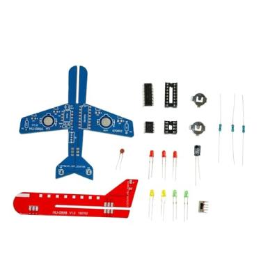 Imagem de simhoa Kit de prática de soldagem, projeto de soldagem, conjunto científico, experimento montado à mão, avião de brinquedo, conjunto de montagem de placa de