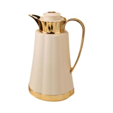 Imagem de KiBcsLic Jarra térmica com isolamento árabe para café, chaleira com isolamento árabe, bule com dispensador de água quente de grande capacidade para festas, Ouro Amarelo